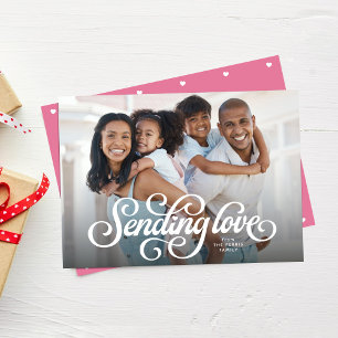 Verzenden van liefde schattige een foto Valentijn Feestdagenkaart