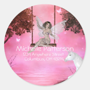 Verzenden voor de Eenhoorn - Fantasy Adresetikette Ronde Sticker