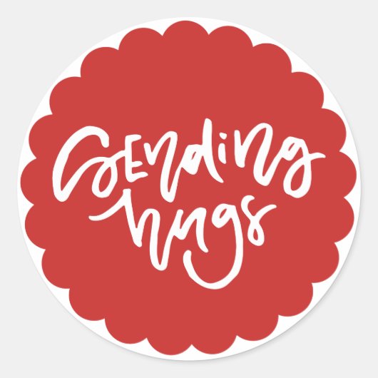 Verzendende handbediende rode schelp rand ronde sticker (Voorkant)