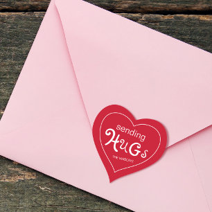 Verzendende Hugs Valentijnse Gepersonaliseerde  Hart Sticker