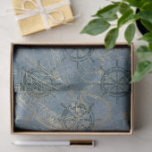 Verzendhulp op blauwe ontkoppeling tissuepapier (Geschenk)