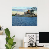 Verzending die in haven-het schilderen Druk wordt  Poster (Thuiskantoor)