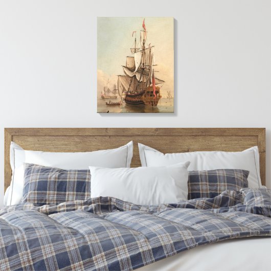 Verzending in een kalm | Peter Monamy Canvas Afdruk (Insitu (Slaapkamer))