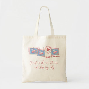 Verzending van gepersonaliseerde vliegende varken tote bag