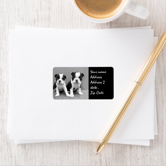 Verzendlabel Boston Terrier Puppies Etiket (Insitu)
