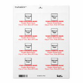 Verzendlabel met uitgelijnde rode tekst in het mid (Full Sheet)