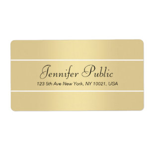 Verzendlabels Elegant Gold White Script Name Etiket
