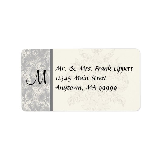 Verzendlabels - Fleur di Lys Damask - Grijs Etiket (Voorkant)