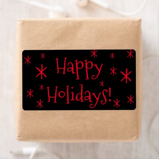 Verzendlabels zwart, rood Prettige feestdagen Kers Etiket (Insitu)