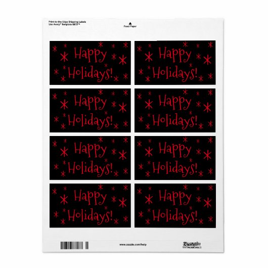 Verzendlabels zwart, rood Prettige feestdagen Kers Etiket (Full Sheet)