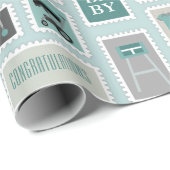 Verzendstempels baby cadeaupapier (Rol Hoek)