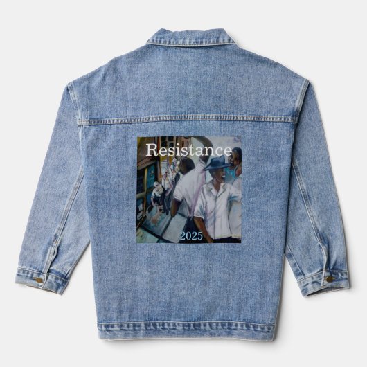 Verzet 2025 kunst van Janie McGee Denim Jacket (Achterkant)