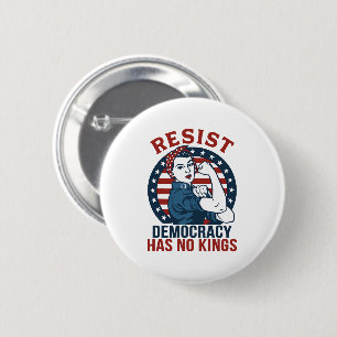 Verzet Democratie heeft geen koningen Ronde Button 5,7 Cm