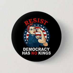 Verzet Democratie Heeft Koningen Vrouw Meisje Amer Ronde Button 5,7 Cm