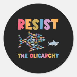 Verzet je tegen de oligarchie Funny Fish Anti Trum Ronde Sticker