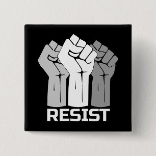 Verzet Opgeheven Vuisten Protest Ontwerp Vierkante Button 5,1 Cm