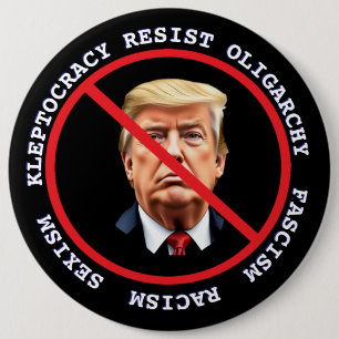 Verzet tegen fascisme, racisme   Anti-Trump Politi Ronde Button 6,0 Cm
