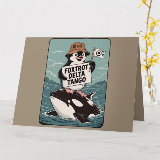 Verzet tegen pinguïn-activisme  protest kaart (Gele Bloem)