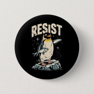 Verzet tegen pinguïn die vis vasthoudt Grappig Pro Ronde Button 5,7 Cm