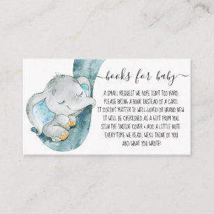 Verzoek om Baby shower Cute Elephant Boy Book Informatiekaartje