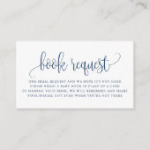 Verzoek om  Baby shower van Navy Blue Script Book Informatiekaartje (Voorkant)