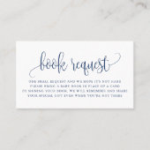 Verzoek om  Baby shower van Navy Blue Script Book Visitekaartje (Voorkant)
