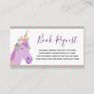 Verzoek om een Magisch Paars Unicorn Baby shower B Informatiekaartje