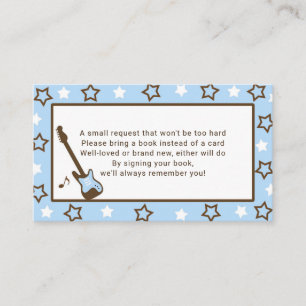 Verzoek om een Rockstar-baby shower-boek - blauw Visitekaartje