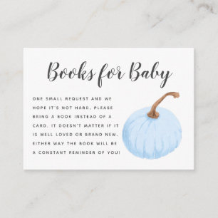 Verzoek om herfstblauwe pompoen babyshowerboek informatiekaartje