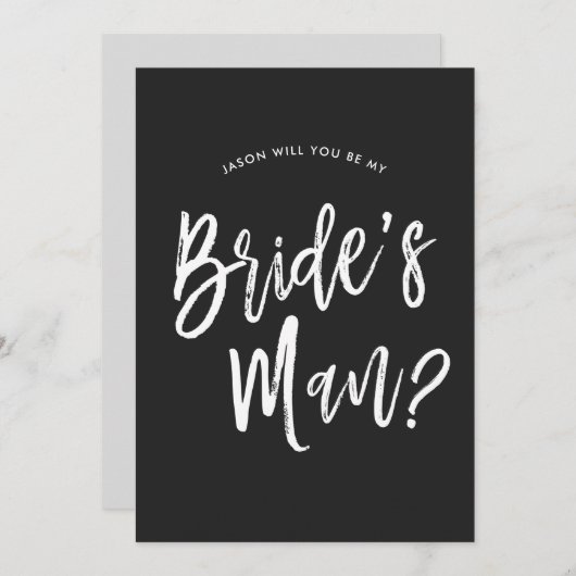 Verzoek om Man van Bride | Zwart script  Kaart (Voorkant / Achterkant)