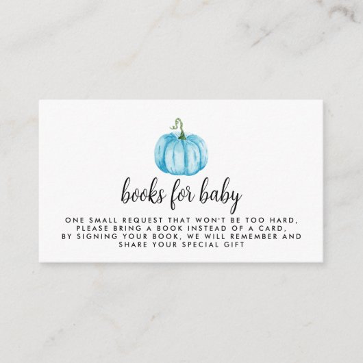 Verzoek om waterverf Blue Pumpkin Book Informatiekaartje (Voorkant)