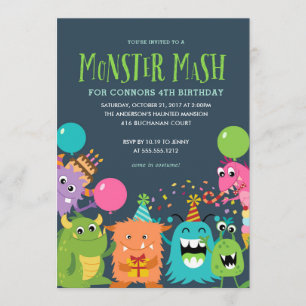 VERZOEK VAN MONSTER MASH KIDS BIRTHDAY PARTIJ KAART