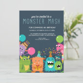 VERZOEK VAN MONSTER MASH KIDS BIRTHDAY PARTIJ KAART (Staand voorkant)