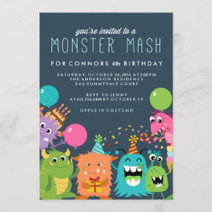 VERZOEK VAN MONSTER MASH KIDS BIRTHDAY PARTIJ KAART