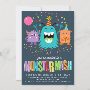 VERZOEK VAN MONSTER MASH KIDS BIRTHDAY PARTIJ KAART