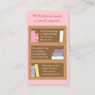 Verzoekkaart voor baby shower-boek informatiekaartje