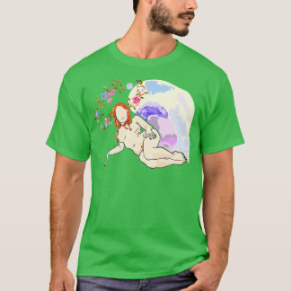 Verzonde vrouw achterover t-shirt