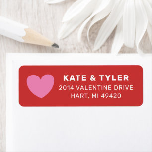 Verzonden met Love Red Pink Heart Return Address Etiket