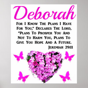VERZONDEN PINKFLORAAL JEREMIAH 29:11 GEPERSONALISE POSTER
