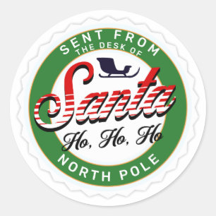 Verzonden vanaf het bureau van Santa Stamp Ronde Sticker
