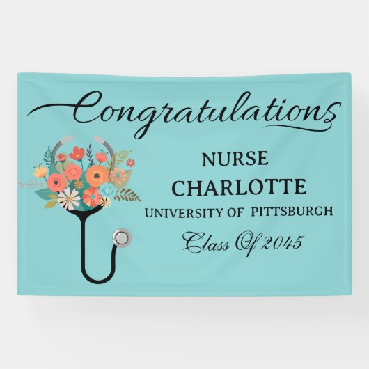Verzorgde diploma-uitreiking verpleegsters spandoek (Horizontaal)