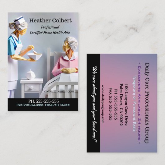 Verzorger helpt u professioneel visitekaartje (Voorkant / Achterkant)