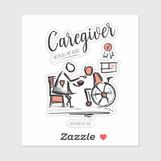 Verzorger ... met heel mijn hart. Cadeau Sticker (Vel)