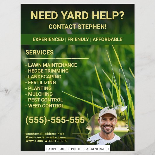 Verzorging Gazon Landschapsarchitect Aangepaste Fo Flyer