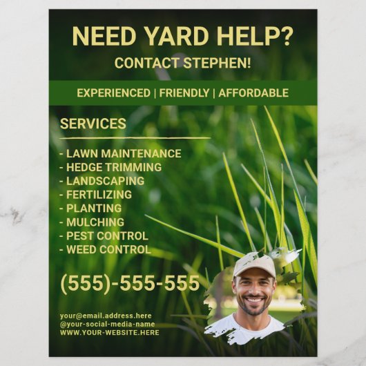 Verzorging Gazon Landschapsarchitect Aangepaste Fo Flyer (Voorkant)