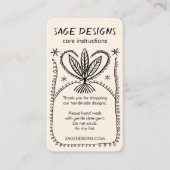 VERZORGING INSTRUCTIES Boho Whimsical Line Art Visitekaartje (Voorkant)