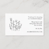 VERZORGING INSTRUCTIES Chique Elegante Wildflower  Visitekaartje (Achterkant)