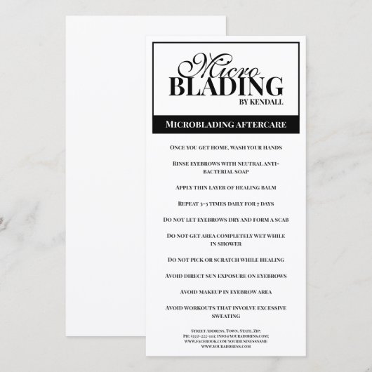 Verzorging Wenkbrauwen Eenvoudig Zwart Wit Instruc Bedankkaart (Voorkant / Achterkant)