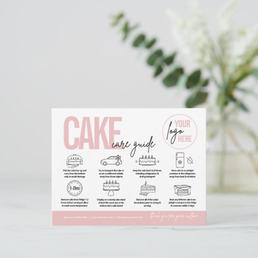 Verzorgingsgids voor cake, V2 Verzorgingsinstructi Briefkaart (Staand voorkant)