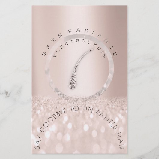 Verzorgingsinstructies Roze Glitter Electrolyse Flyer (Voorkant)